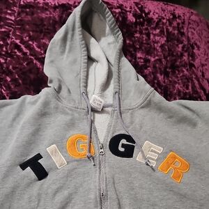 Gray Tigger Hoodie with Colorful Letters